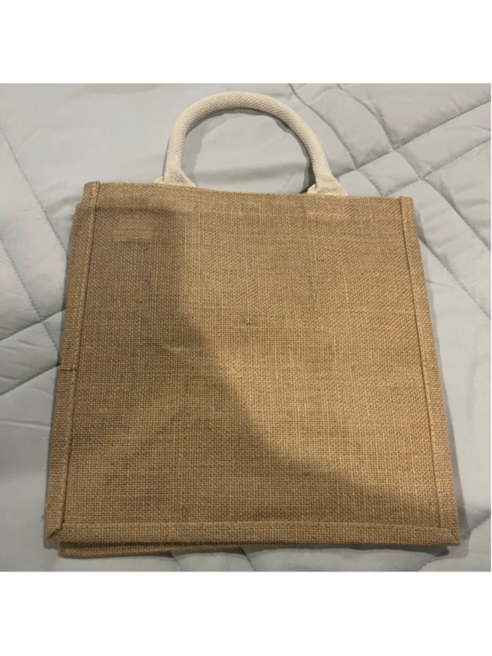 Evil Eye Jute Tote Bag Boho Beach Market Bag with Tassel 11.5x11.5x7.5 - Picture 3 of 5
